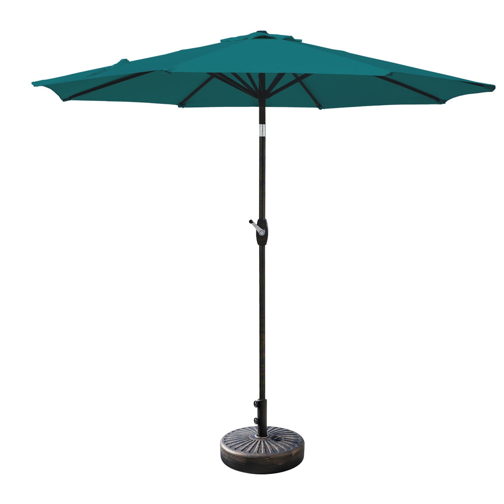 Parasol de patio Lopes de 9 pieds avec base en finition bronze et support de poids inclus