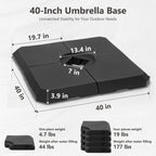 MAISON ARTS Parasol déporté hydraulique automatique de 12 pieds avec mât en aluminium et rotation à 360 degrés