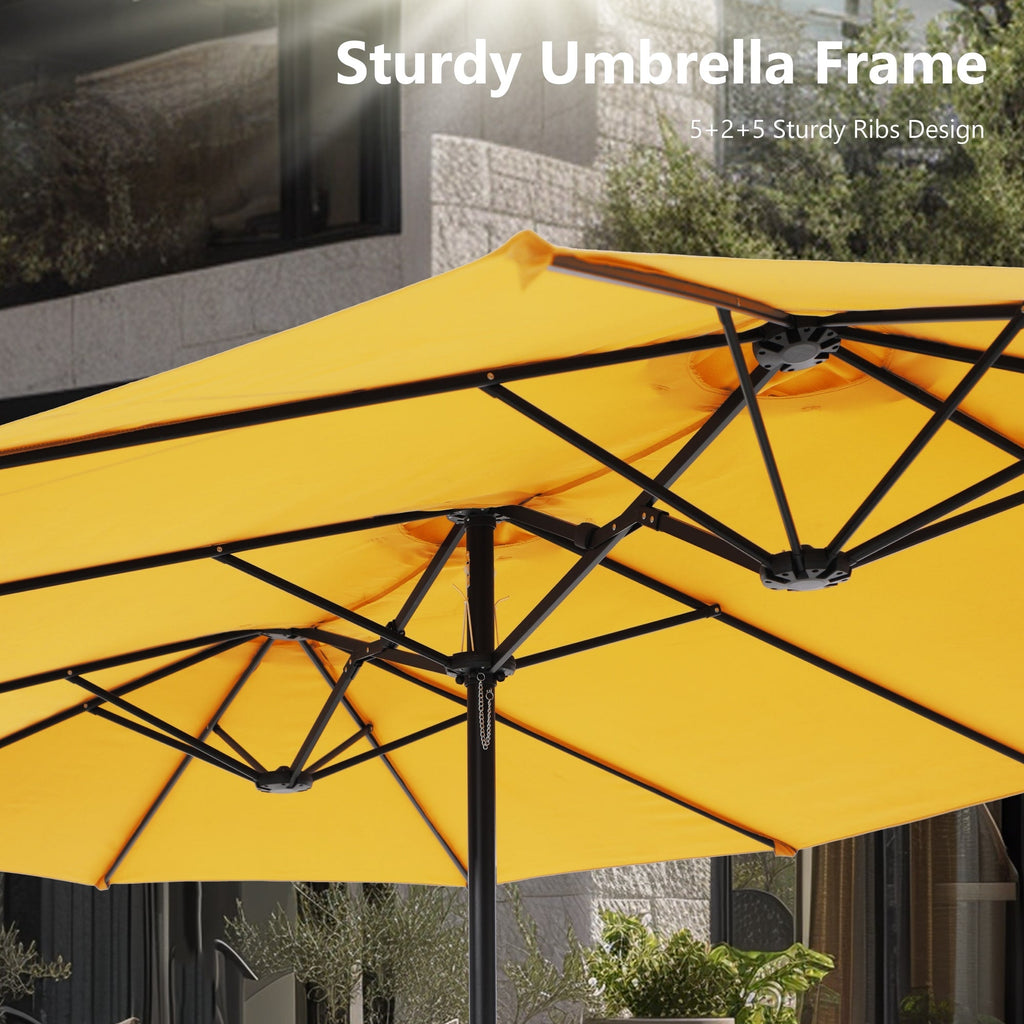 Parasol double extra large de 15 pieds pour patio double face de MAISON ARTS avec base incluse