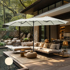 Parasol double extra large de 15 pieds pour patio double face de MAISON ARTS avec base incluse