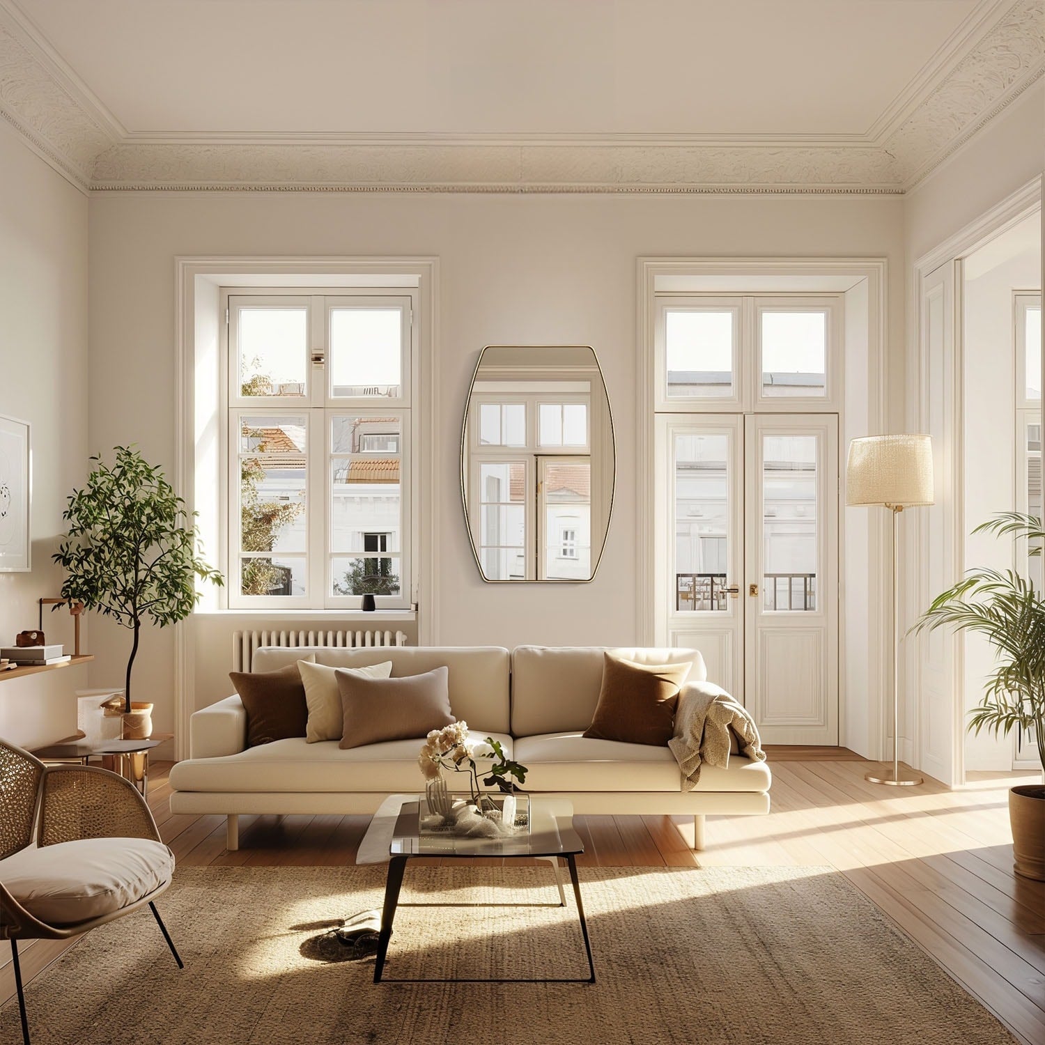 Miroir mural oblong en métal MacLuu