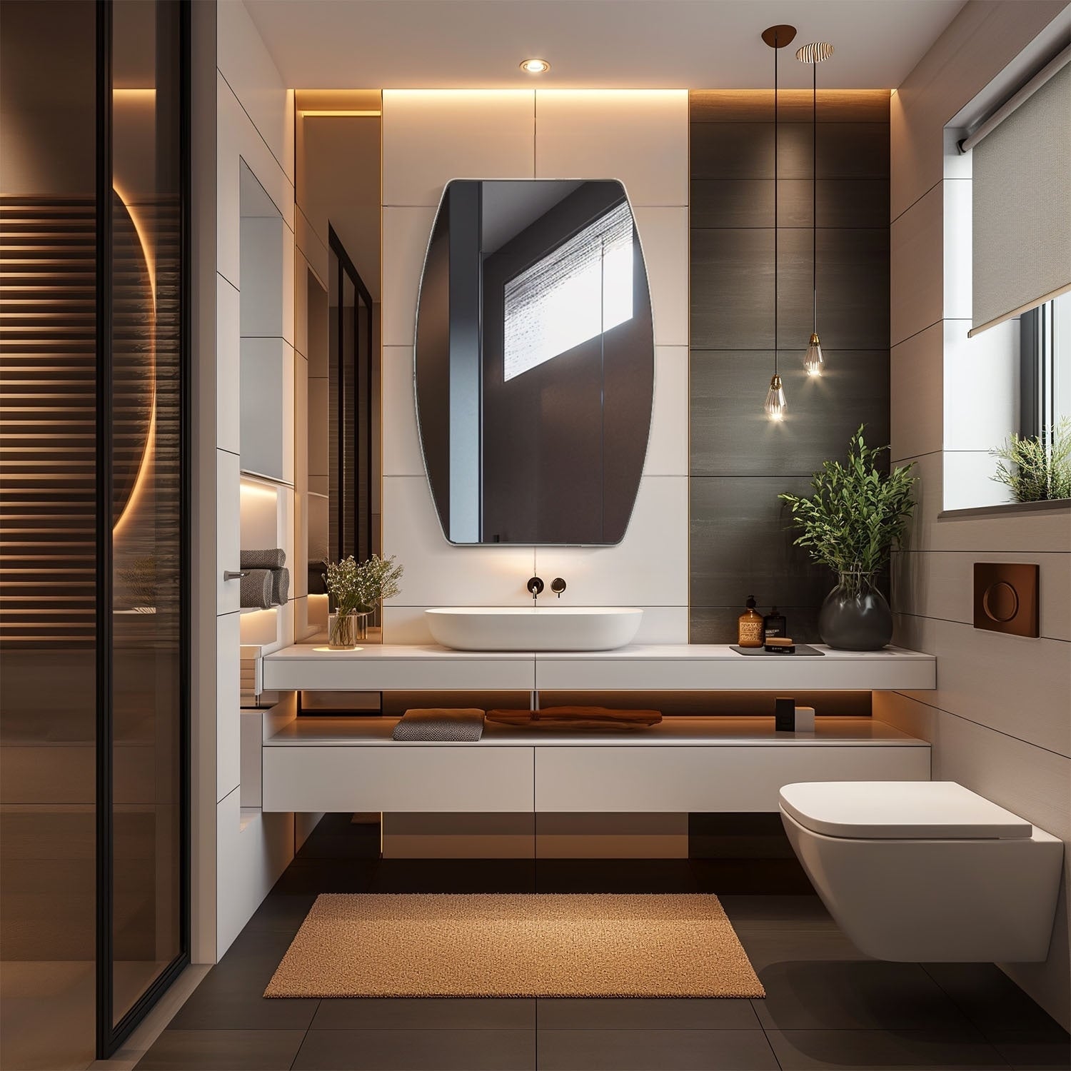 Miroir mural oblong en métal MacLuu