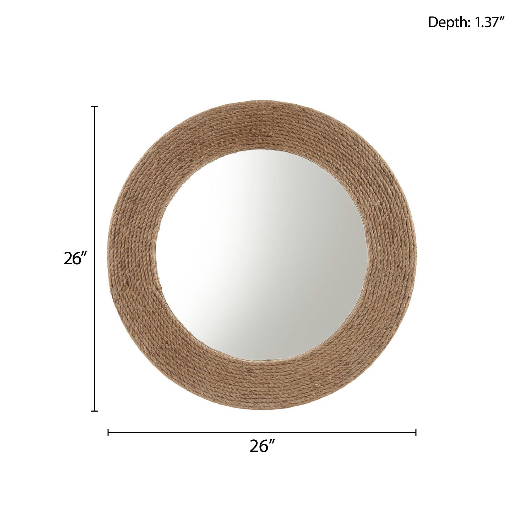 Miroir mural rond en corde de jute naturelle Madison Park Cove 26
