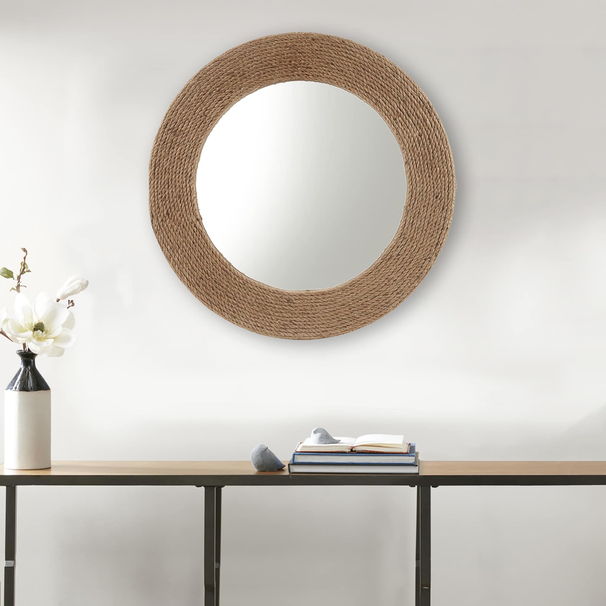 Miroir mural rond en corde de jute naturelle Madison Park Cove 26