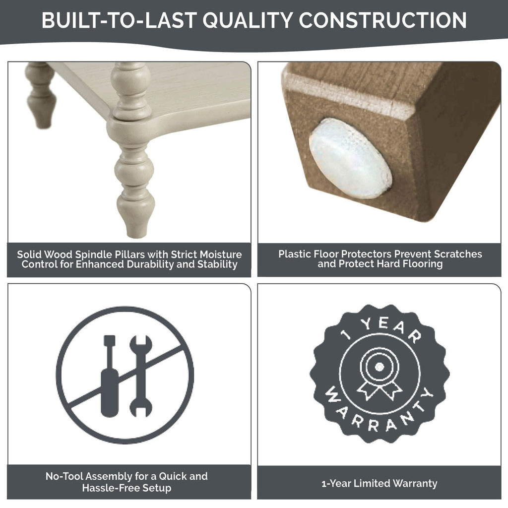 Table de chevet Madison Park Signature Beckett en bois tourné avec tiroir et étagère
