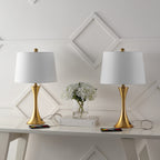 Lampe de table LED Makena 22,75 cm en fer moderne et glamour avec port de chargement USB (lot de 2) par JONATHAN Y