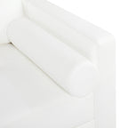 Canapé moderne en cuir véritable avec pieds en bois et coussin traversin supplémentaire