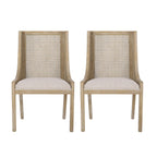 Chaises de salle à manger rembourrées en rotin et bois Maurers (lot de 2) par Christopher Knight Home