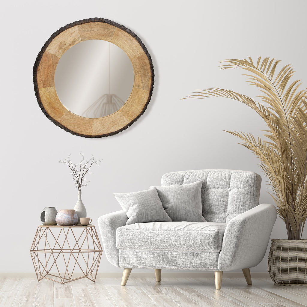 Miroir mural rond en bois Meredith, finition Live Edge, par River of Goods - 30,5 x 1 x 30,5