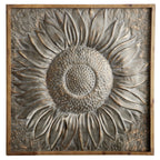 Décoration murale en métal motif tournesol floral avec détails en relief - Gris - Roche River Decor