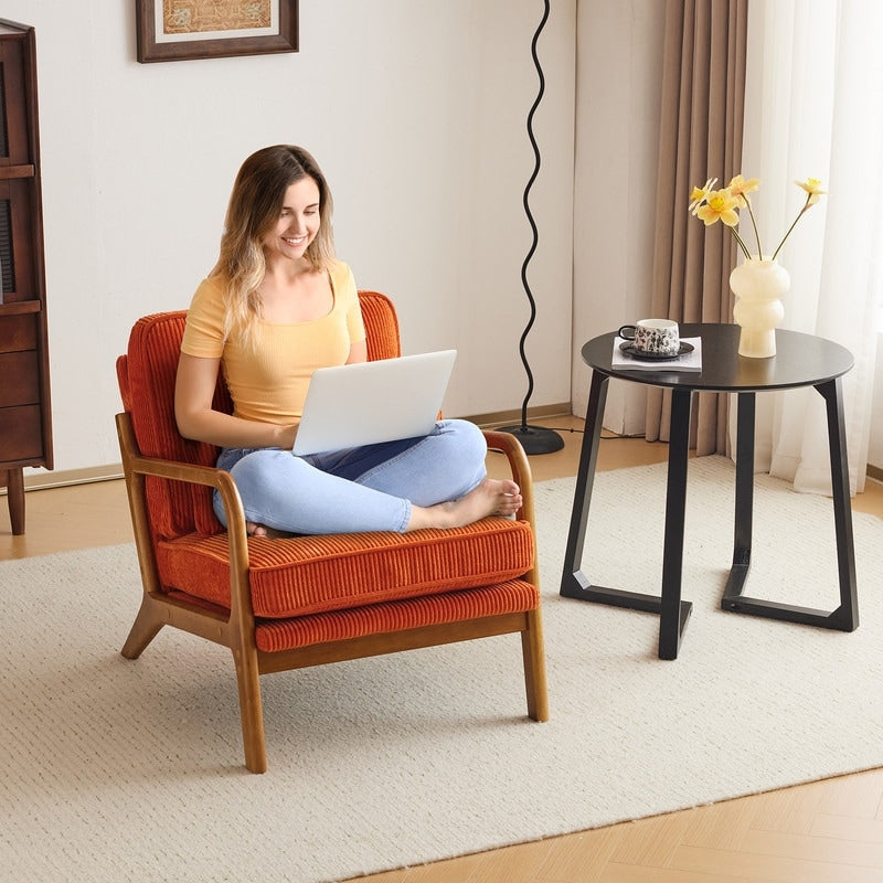 Chaise d'appoint rembourrée de style moderne du milieu du siècle