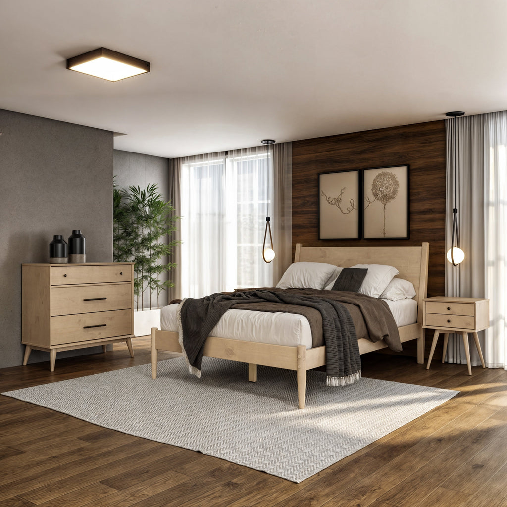 Lit à panneaux du milieu du siècle