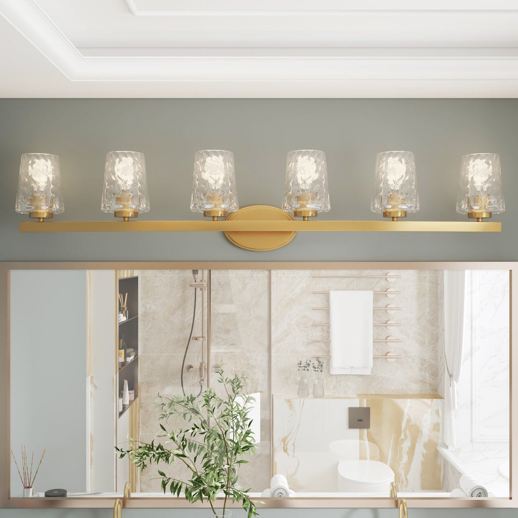 Applique de salle de bain moderne à 6 LED à intensité variable de style milieu du siècle avec verre artistique - 51 pouces