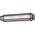 Barre de salle de bain carrée Lavery Camden, 3 lumières, en charbon de bois vieilli et verre grainé