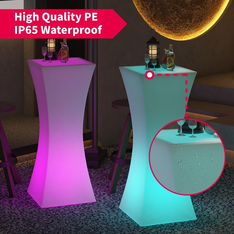 Table de cocktail Mixoy aux couleurs changeantes avec taille fine, table de pub lumineuse rechargeable sans fil pour fête, mobilier d'ambiance LED