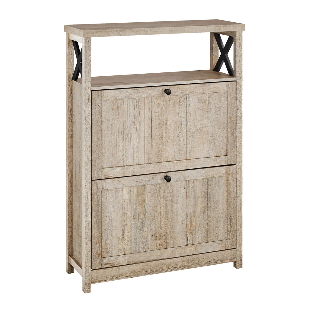 Meuble de rangement à chaussures Moasis avec 2 compartiments pour entrée et couloir