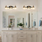 Appliques murales modernes à 3/4 lumières pour salle de bain, à intensité variable, avec abat-jour en verre