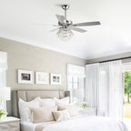 Ventilateur de plafond moderne en cristal chromé de 52 pouces avec télécommande