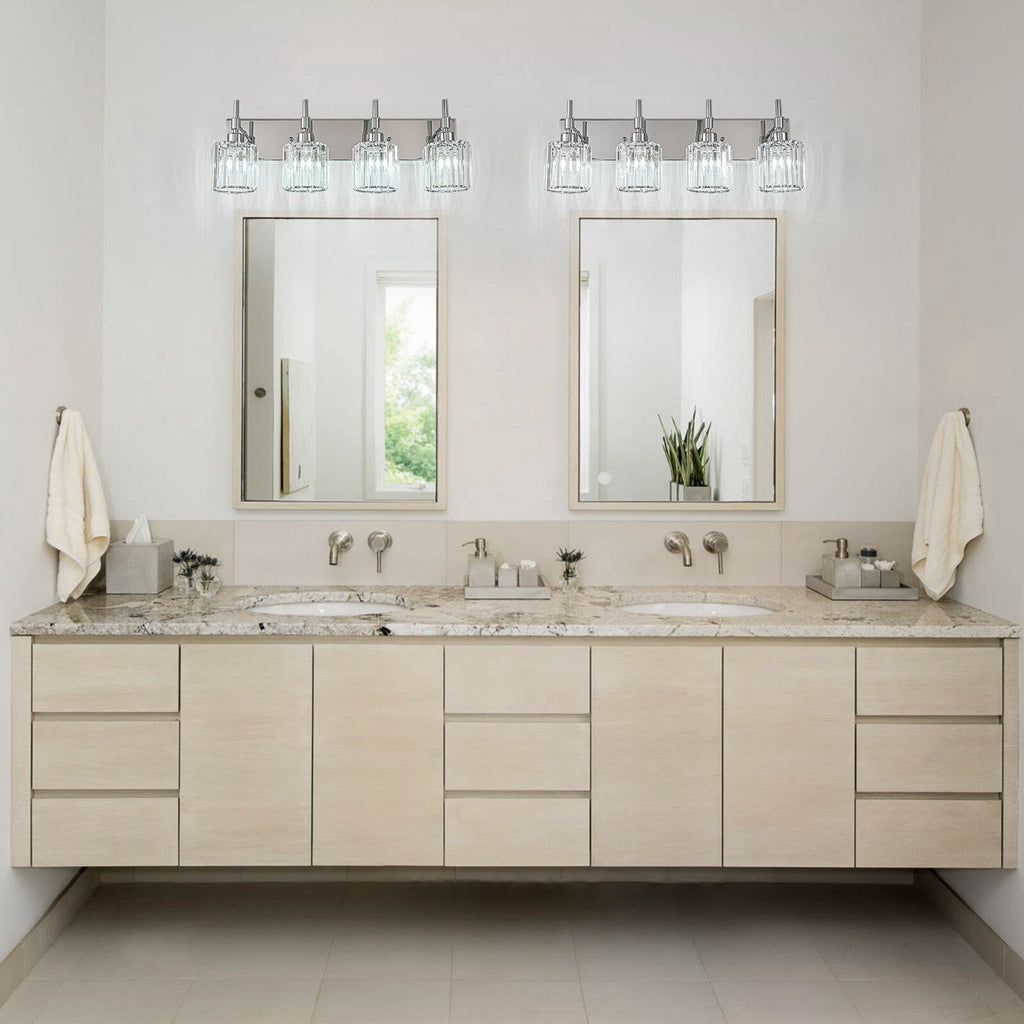 Appliques murales modernes à intensité variable pour salle de bain avec abat-jour en cristal