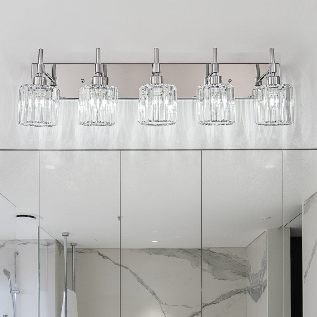 Appliques murales modernes à intensité variable pour salle de bain avec abat-jour en cristal