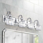 3/ 4-Light Modern Glam Crystal Dimmable Bathroom Vanity Light Linear Wall Light