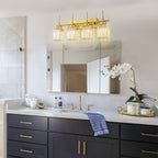 Applique murale moderne dorée à intensité variable, style cylindre glamour pour salle de bain, en cristal, pour meuble-lavabo