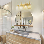 Applique murale moderne dorée à intensité variable, style cylindre glamour pour salle de bain, en cristal, pour meuble-lavabo