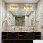 Applique murale moderne dorée à intensité variable, style cylindre glamour pour salle de bain, en cristal, pour meuble-lavabo