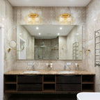 Applique murale moderne dorée à intensité variable, style cylindre glamour pour salle de bain, en cristal, pour meuble-lavabo