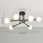 6 - Light Modern Metal 23.62'' Sputnik Semi-Flush Mount Ceiling Light