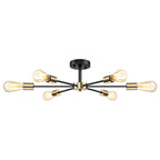 Black/ Gold Sputnik Semi Flush Mount Lamp Close to Ceiling Light Fixture for Living Room/ Kitchen/ Office/ Bedroom/ Foyer