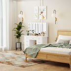 Miroir de maquillage pliable blanc moderne avec éclairage réglable - 40,2 x 54,1