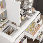 Miroir de maquillage pliable blanc moderne avec éclairage réglable - 40,2 x 54,1