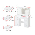 Miroir de maquillage pliable blanc moderne avec éclairage réglable - 40,2 x 54,1