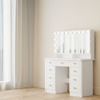 Miroir de maquillage pliable blanc moderne avec éclairage réglable - 40,2 x 54,1