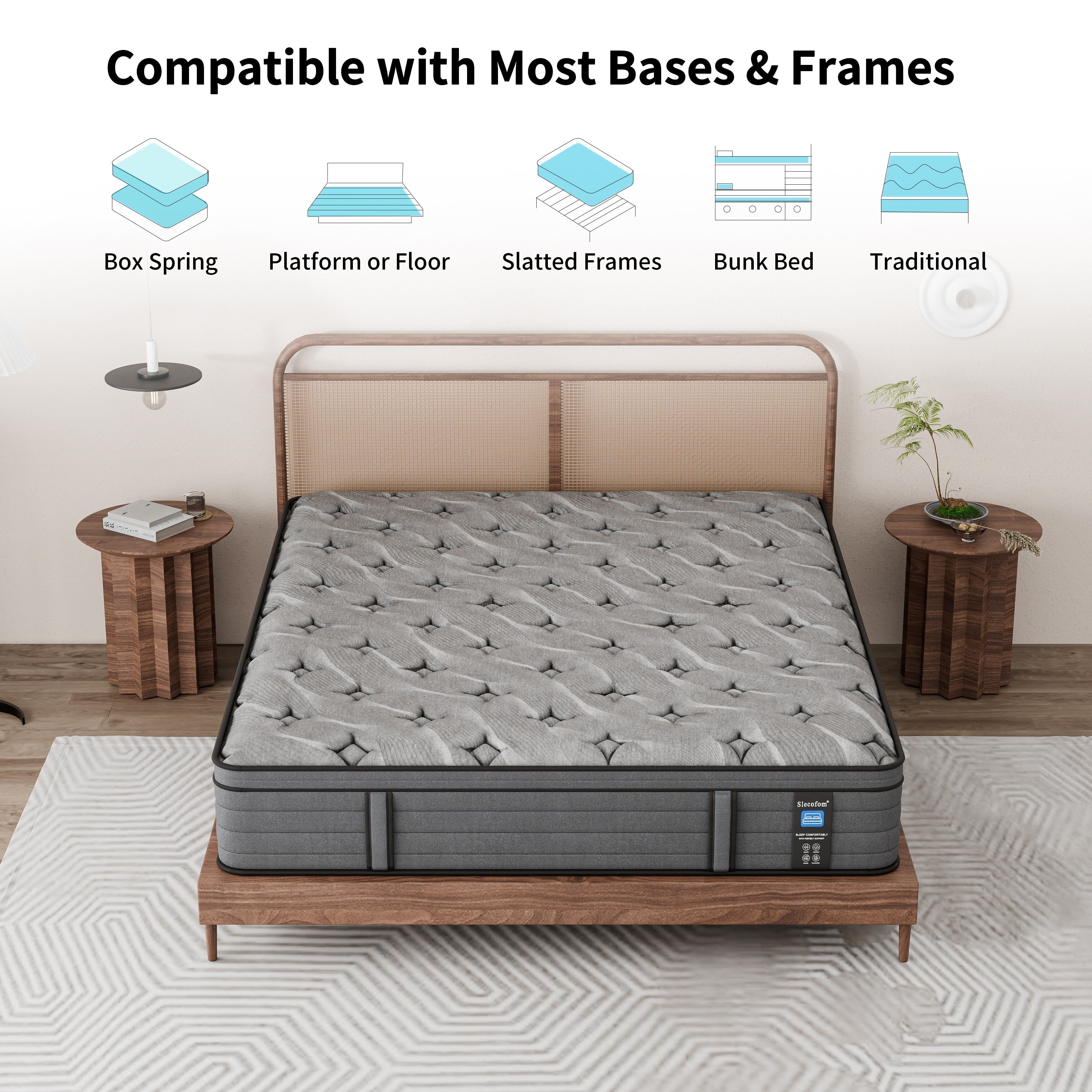 Matelas hybride Modland 14 pouces à plateau-coussin moyen, matelas à ressorts ensachés dans une boîte