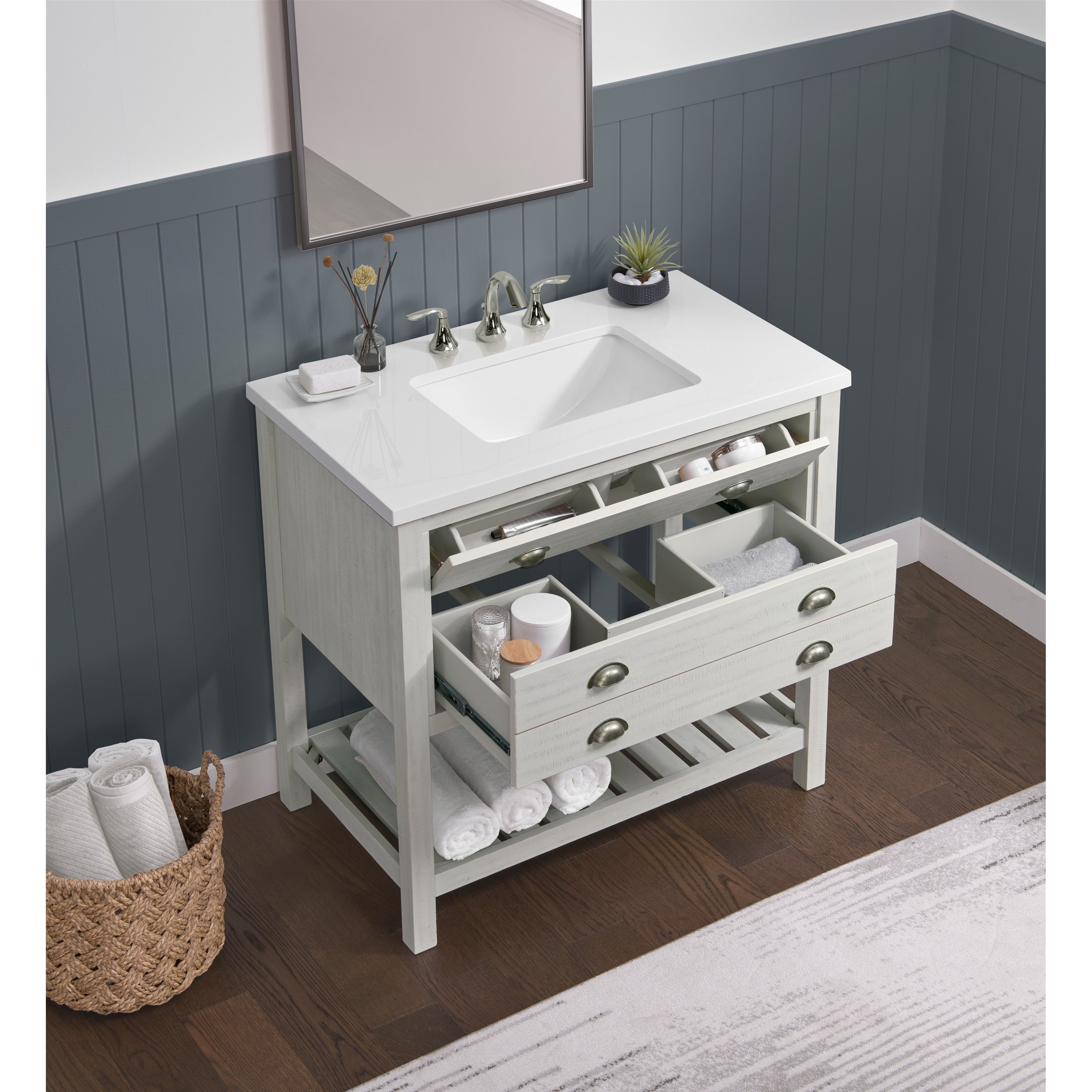 Meuble-lavabo simple de style ferme Monterey 37 avec dessus
