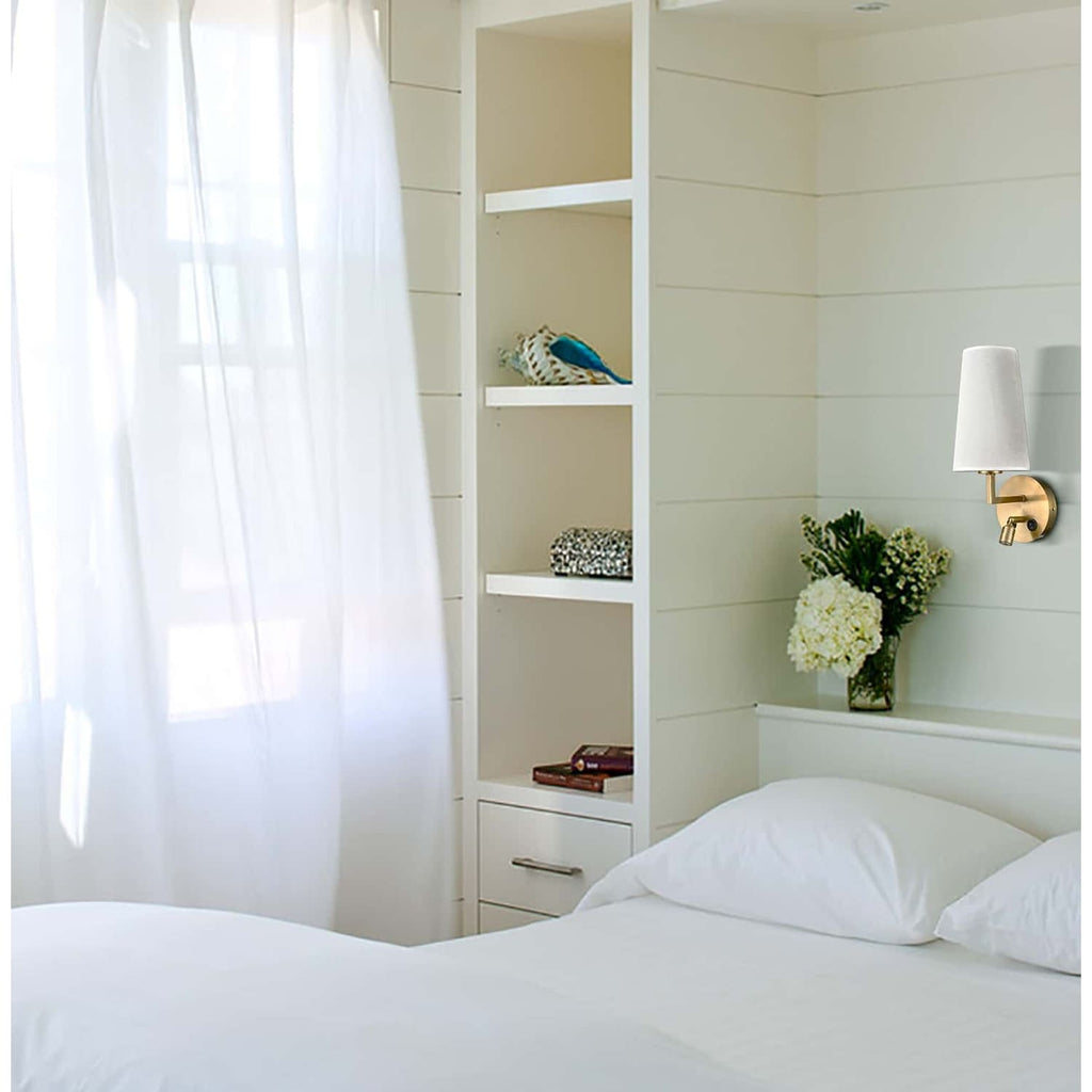 Lot de 2 appliques murales Morbihan en tissu avec port USB et interrupteur