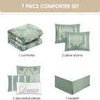 Ensemble de couette traditionnelle damassée Nanshing Tiana 7 pièces