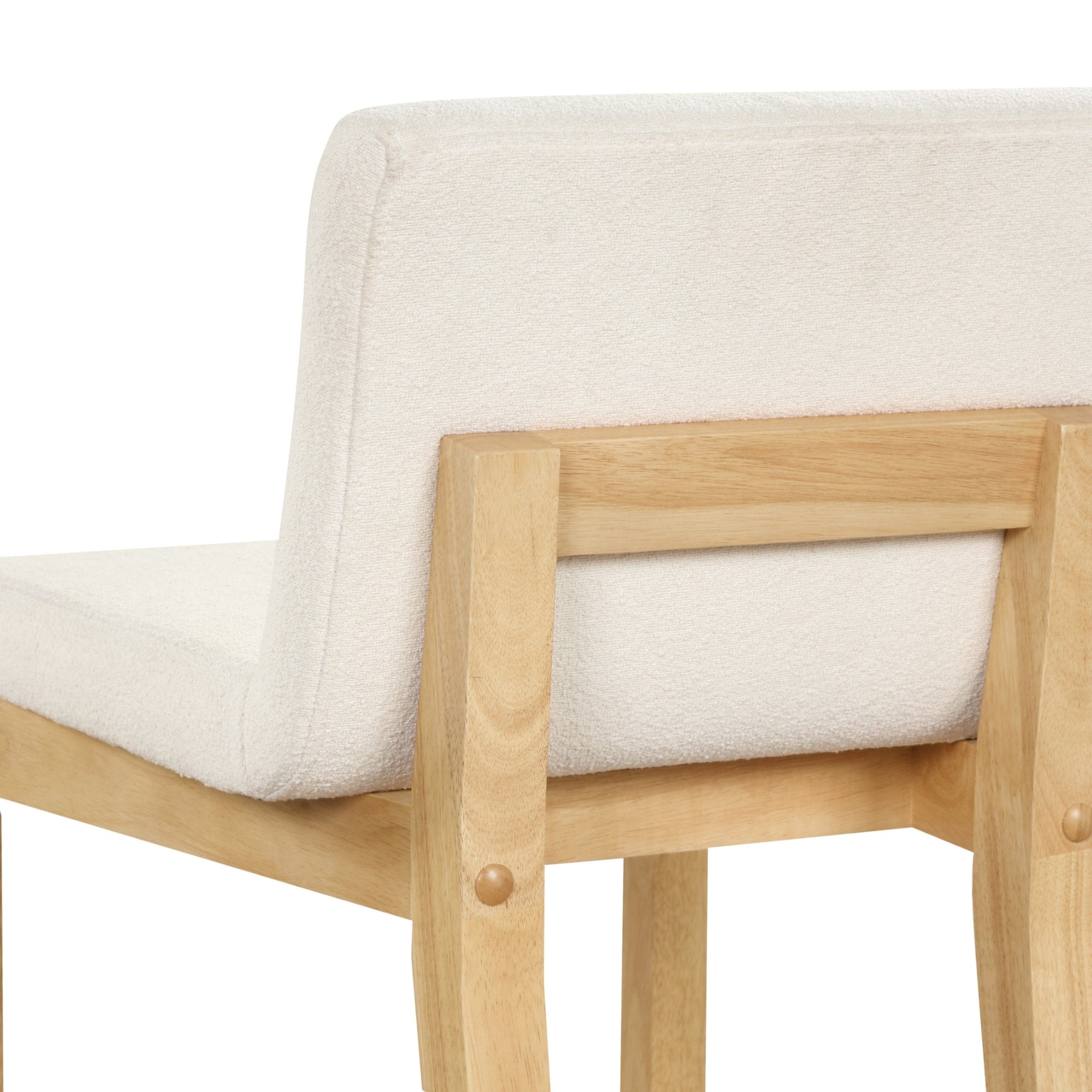 Tabouret de bar moderne Gracie, chaise rembourrée en boucle et pieds en bois brossé