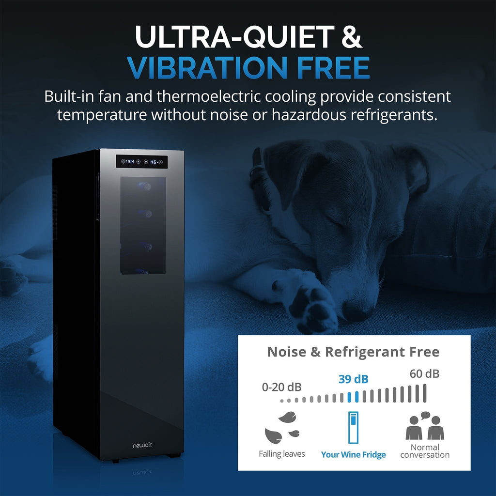 Réfrigérateur à vin Newair Shadow-T Series, 18 bouteilles, double zone de température, autonome, thermoélectrique, commande numérique