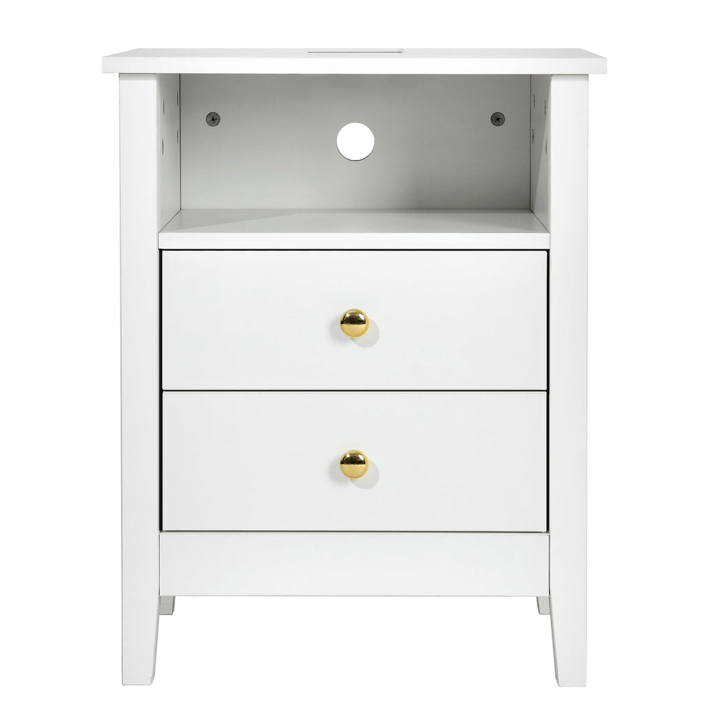 Ensemble de 2 tables de chevet avec station de charge Table d'appoint avec 2 tiroirs avec ports et prises USB Table de chevet