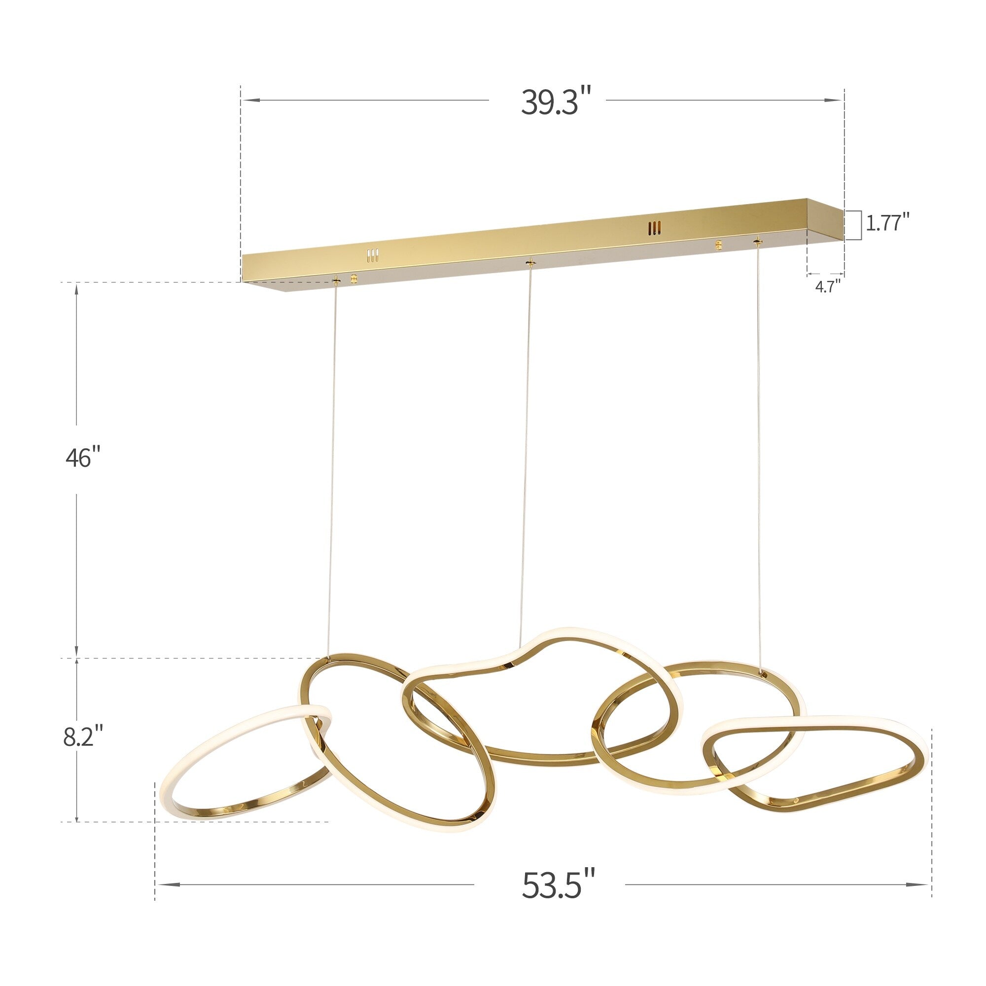 Lustre LED de luxe en acier inoxydable imbriqué de style nordique pour salle à manger