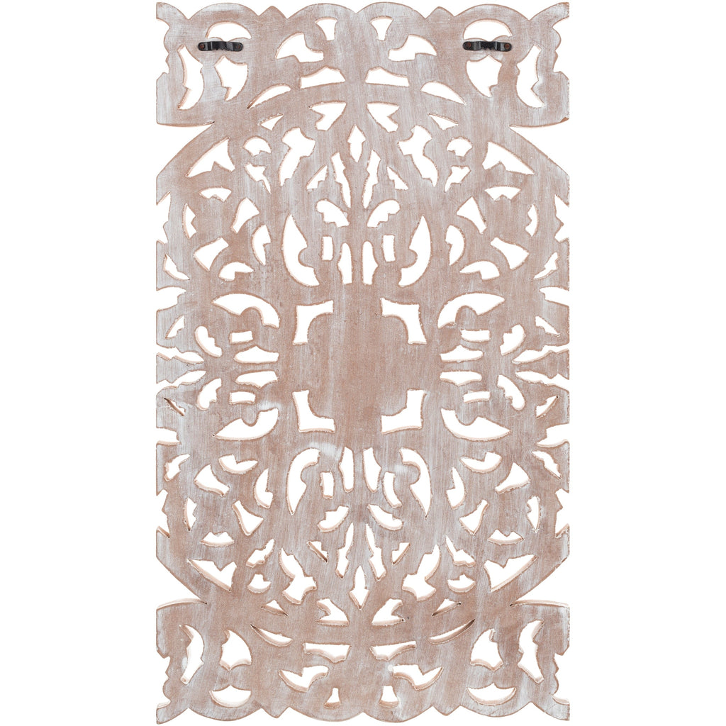 Décoration murale à 3 panneaux en bois naturel sculpté à la main Norma Floral 48 x 28 pouces