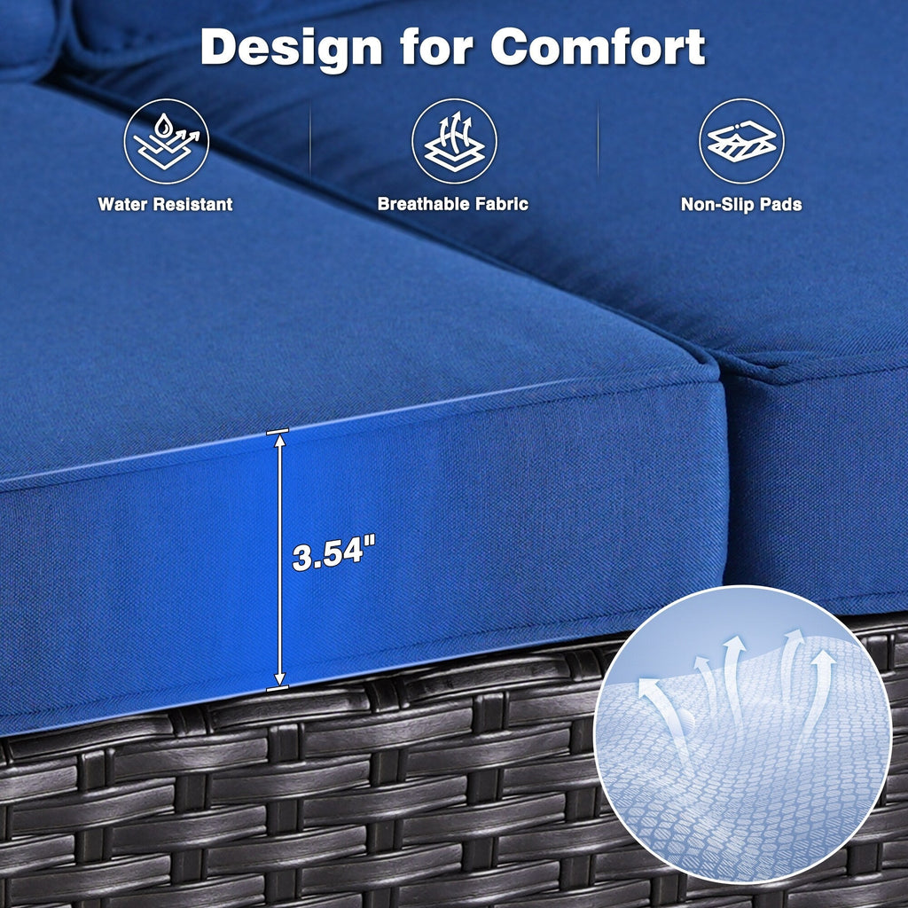 Ensemble de conversation 5 pièces en osier pour patio à dossier haut OVIOS