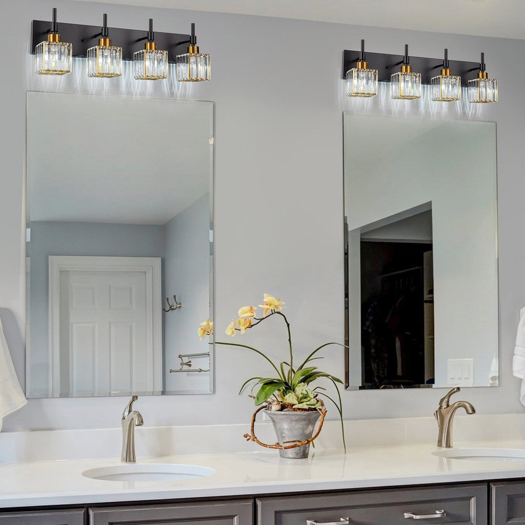 Luminaires de salle de bain en cristal à intensité variable Ora Modern sur miroir Glam Vanity Lights