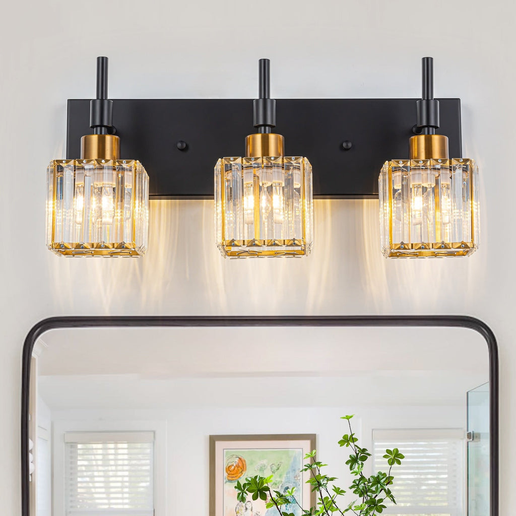 Luminaires de salle de bain en cristal à intensité variable Ora Modern sur miroir Glam Vanity Lights