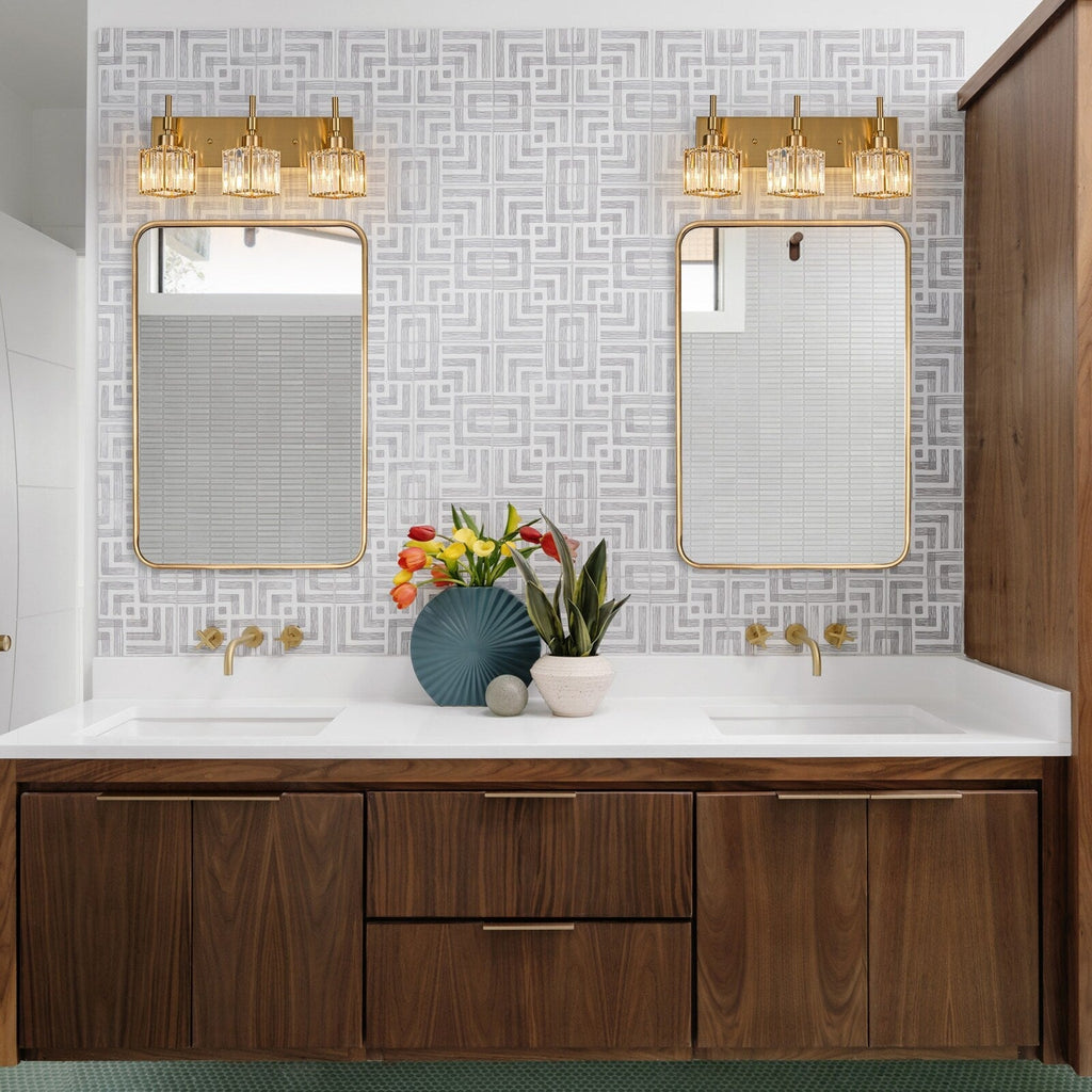 Luminaires de salle de bain en cristal à intensité variable Ora Modern sur miroir Glam Vanity Lights