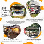 Gazebo à toit rigide EROMMY, pergola d'extérieur avec double toit, filet et rideaux, auvent robuste pour patio, arrière-cour, fête au bord de la piscine