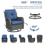 Chaises à bascule d'extérieur en osier Gymojoy avec base pivotante (lot de 2)